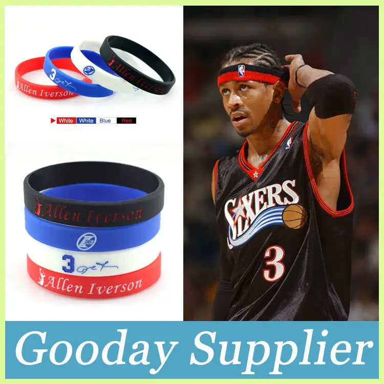 4pcs/lot Allen Iverson Silicone Bracelets for Sport Rubber Wristbands