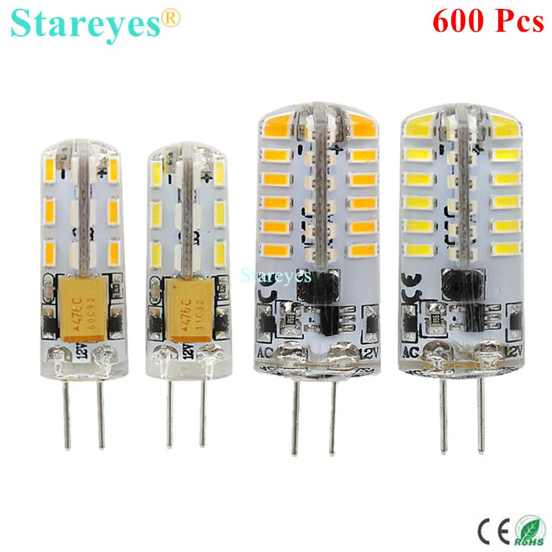 

600 pcs G4 DC12V 2W 4W 24 48 LED SMD 3014 Led Bulb Chandelier Crystal light Non-polar corn candle led lamp Pendant lighting
