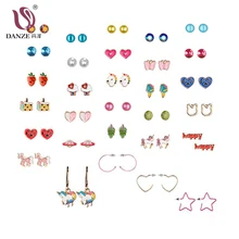 DANZE 30 пар/компл. Мода милый малыш мороженое сердце Единорог смешанные Форма серьги-гвоздики набор для девочек, подарки для детей ювелирные изделия