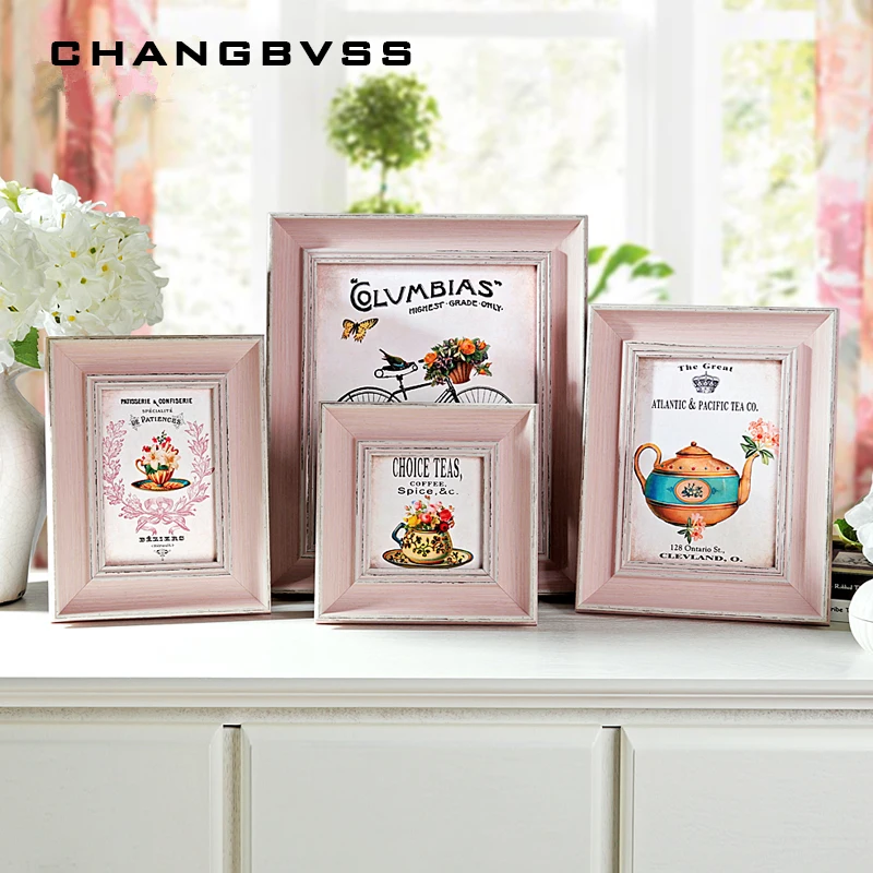 

New Pink Photo Frames for Picture Wedding,Vintage Picture Frames Wall,Mini Baby Photo Frame Desktop,Wooden Picture Frame Family