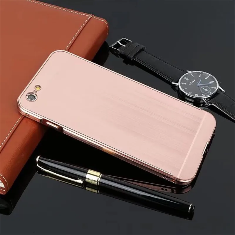 

Luxury High Quality Aluminum Metal Frame + Streak PC Material Back Cover Case For iPhone 8 7 6 Plus Anti-knock Protection Cases