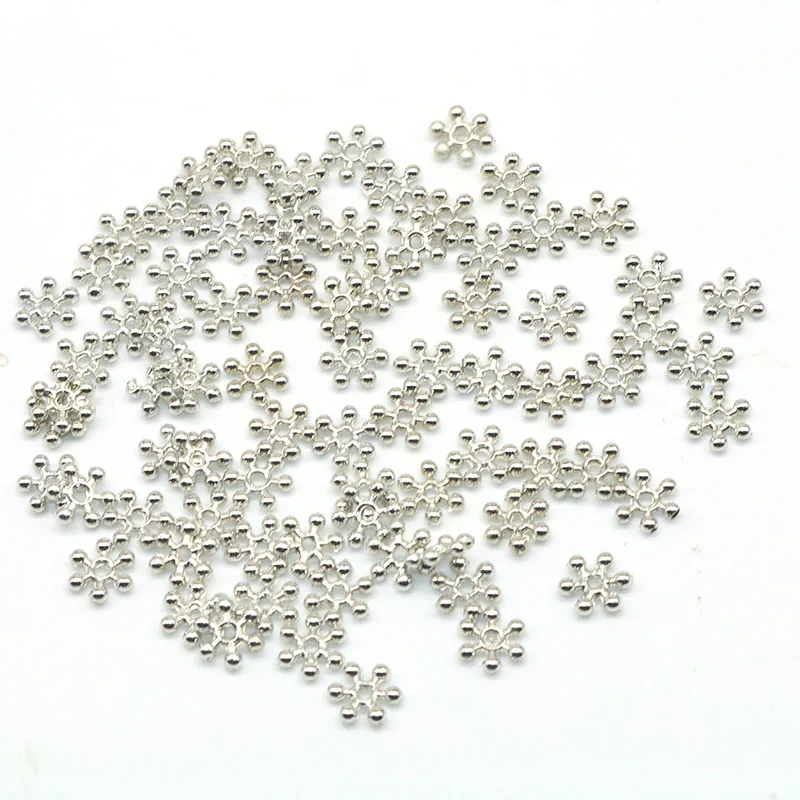 

7MM 100pcs/lot Metal Tube Bead Silver Plated Snow Spacer Beads Zinc Alloy Flower End Loose Beads Charms For Jewelry Making