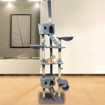 

Height Adjustable Cat'S Tree Tower Activity Centres Pets Scratching Post Climbing Jumping Toy Furniture Protective Toiletry Kits