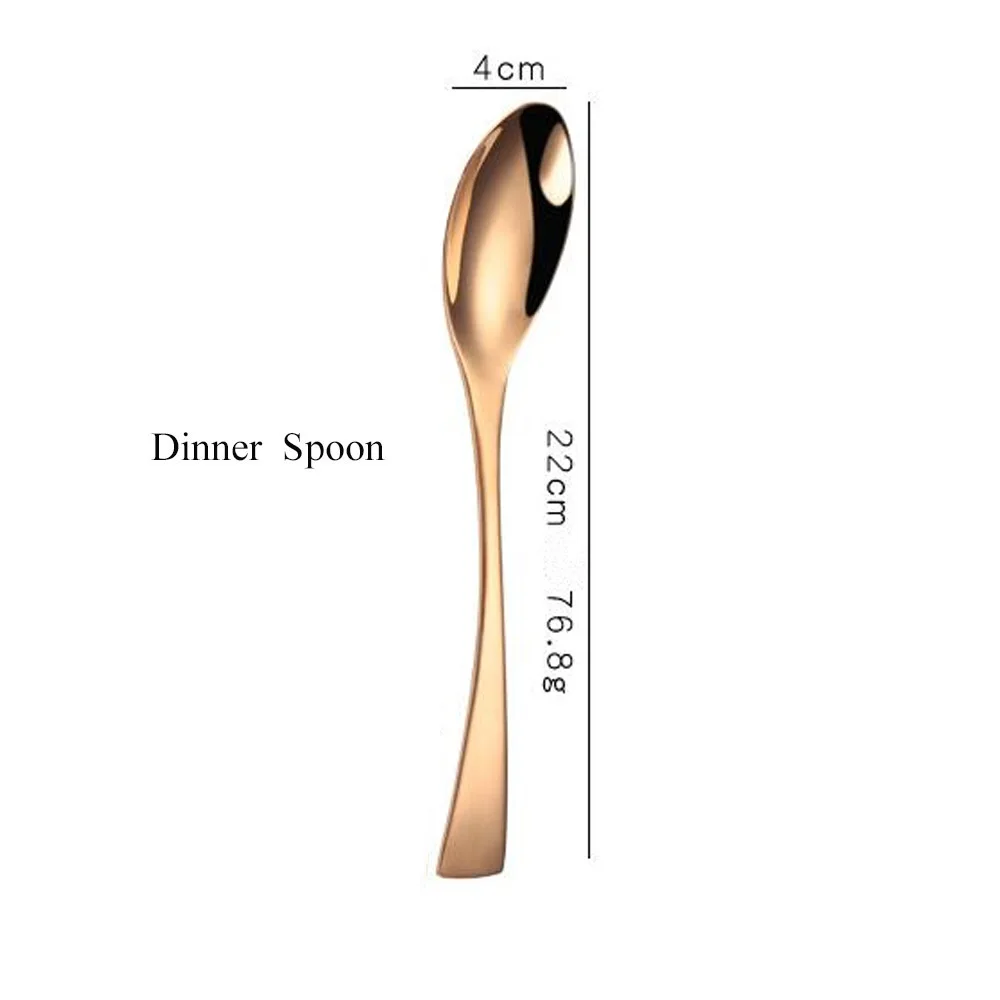Dinner Spoon Розовое золото из нержавеющей стали столовая вилка медный нож, ложки Десертные Вилки столовые приборы набор посуды для вечерние свадебные - Цвет: Dinner Spoon