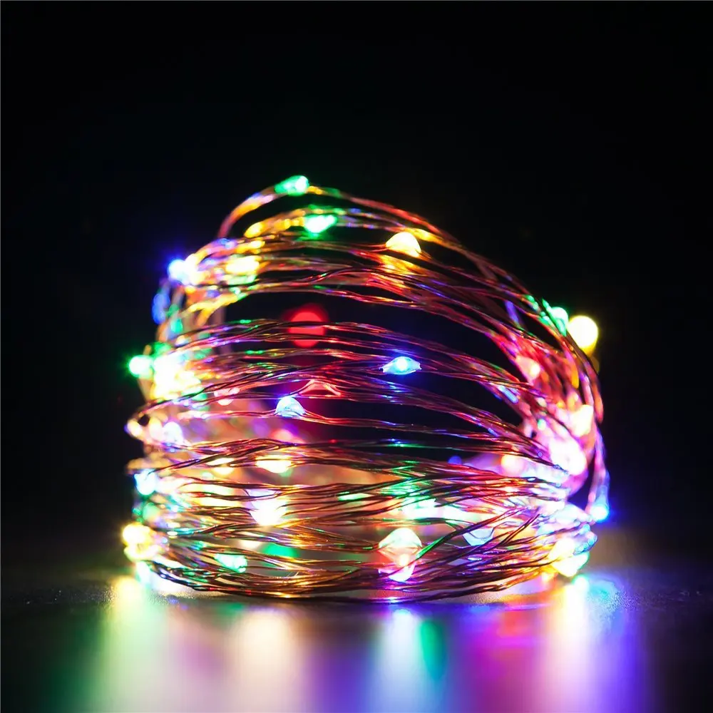 

1pc 5M 50leds Waterproof Led string lights Copper RGB Led Strip Multi color Christmas light Decoration Lamp for Party Wedding