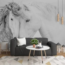 Beibehang пользовательские обои 3D пара Белая лошадь современная абстрактная художественная Настенная роспись Гостиная Спальня 3d обои скачать