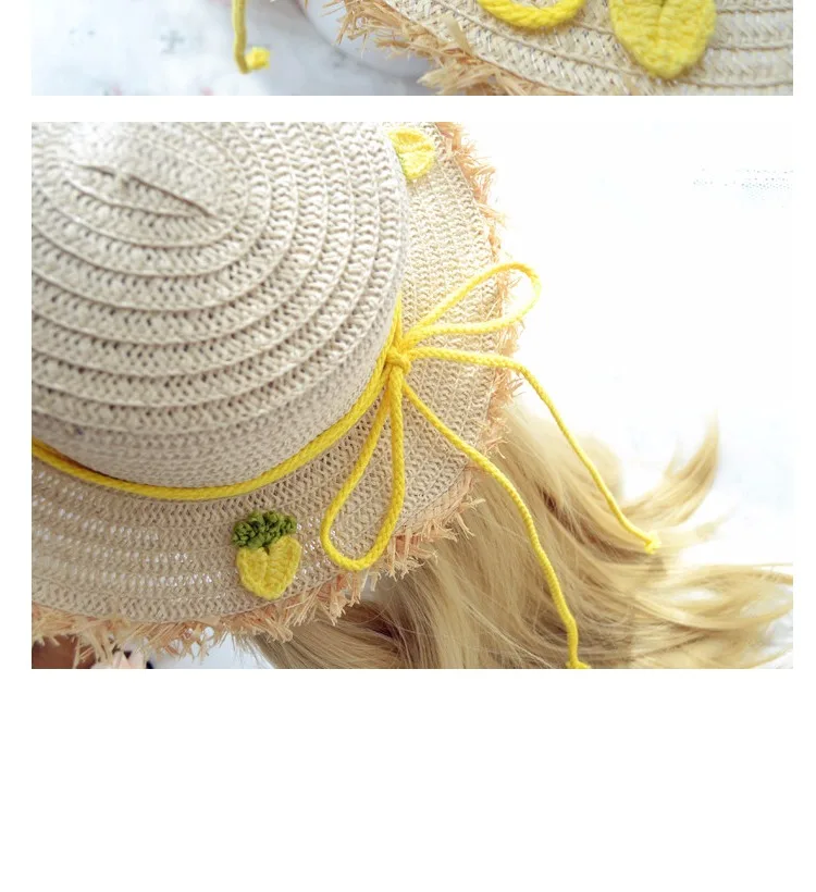 Hand made cute jackfruit flat top hat Japanese small fresh fruit beach sunshade hat female summer