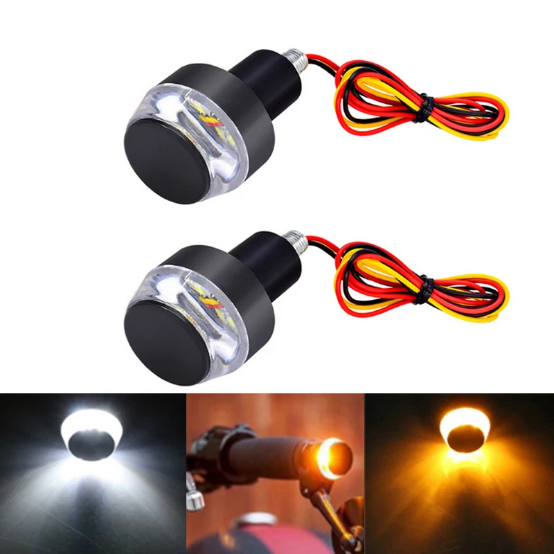 

10pcs Motorcycle Handlebar LED Turn Signal Lamp Dual Color 22mm E-Bike Modified Indicator Warning Light Side Marker Lamp 12V