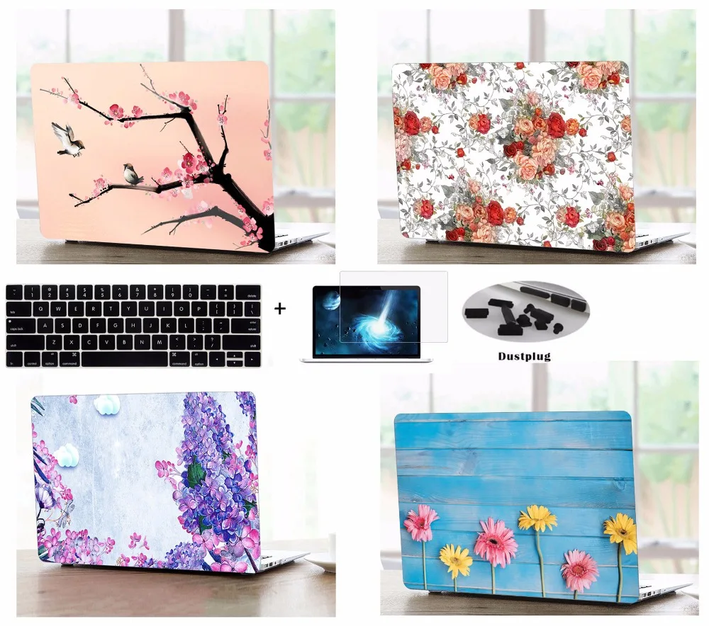 Laptop Shell Case Keyboard Cover Dust Plugs Screen Protector LCD Film Sleeve For 13 15 font