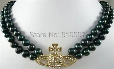 

LHX54013>>Excellent!2Rows 7-8mm Black Cultured Pearl Necklace