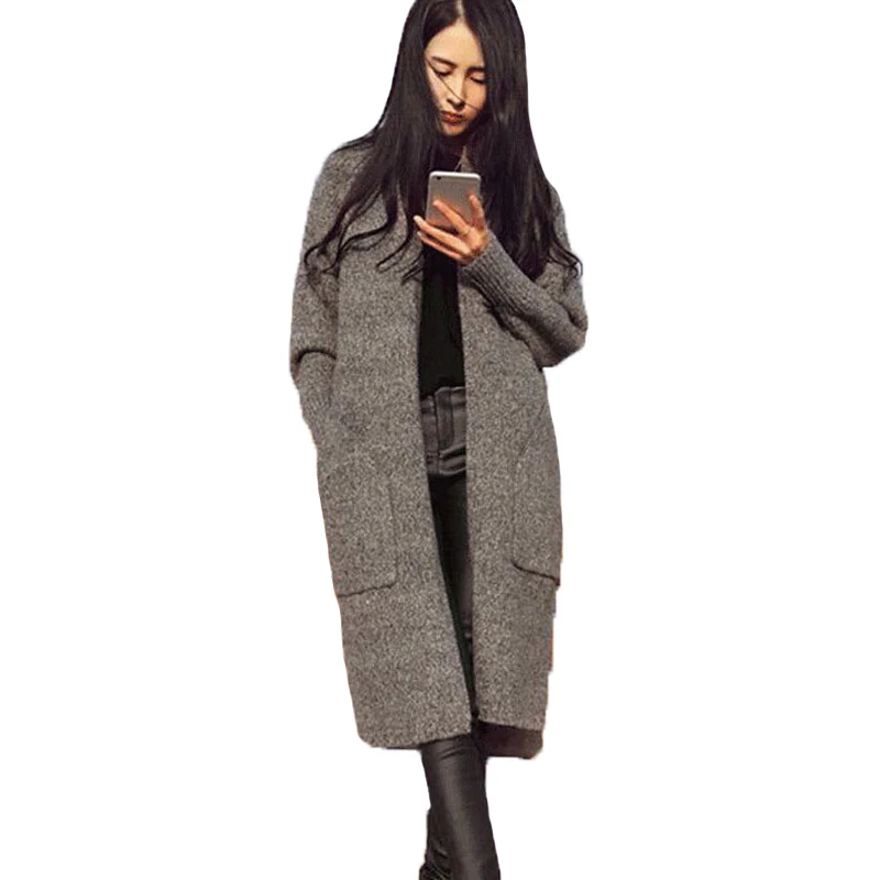 

Women 2019 New Fashion Autumn Winter Long Sleeve Sweaters and Cardigan Female Loose V-neck Knitted Coat Jacket Plus Size 3XL E54