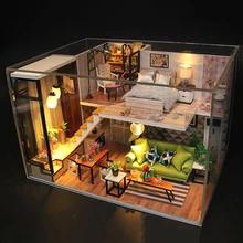 Миниатюрный DIY Кукольный дом наборы 3D головоломка мебель кукольный домик деревянные куклы Дом игрушка для детей подарок для девочек 09(S8