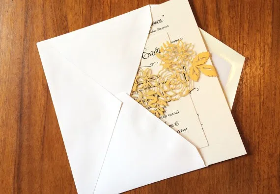Laser cut belly band, floral laser cut wedding invitation, custom laser cut belly band 1