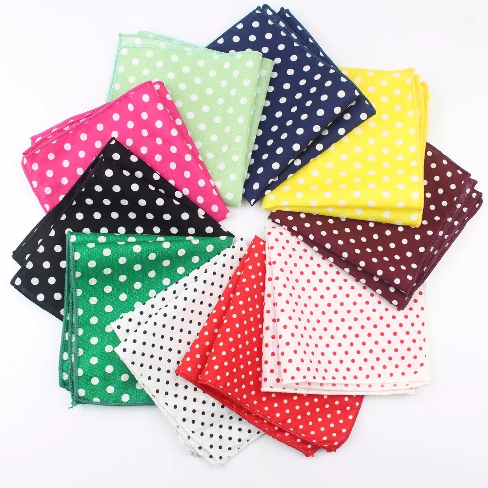 

Dot Cotton Handkerchiefs Woven Colorful Printing Round Pocket Square Mens Casual Circle Square Pockets Handkerchief Towels
