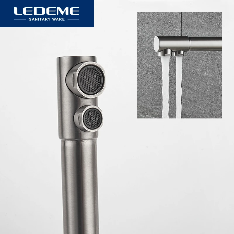  LEDEME Kitchen Faucet with Filtered Water Double Spout Water Purification Stainless Steel Kitchen T - 32853800413