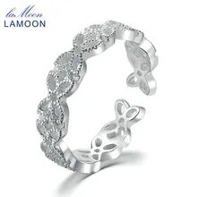 

LAMOON Fine Jewelry Women Body Make Rings S925 Sterling Silver Adjustable Rings Romantic Lace Hollow Party Accessories Anillos