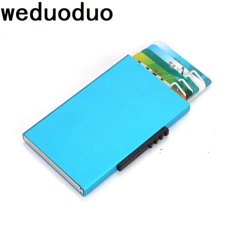 

Weduoduo New Style Aluminum Wallet Pocket ID Card Holder Rfid Blocking Metal Wallet Automatic Pop up Credit Card Case Protector
