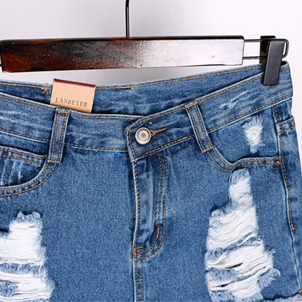 JAYCOSIN одежда Для женщин шорты эластичные летние джинсы женские шорты модные Повседневное середины талии кисточкой рваные с дырками