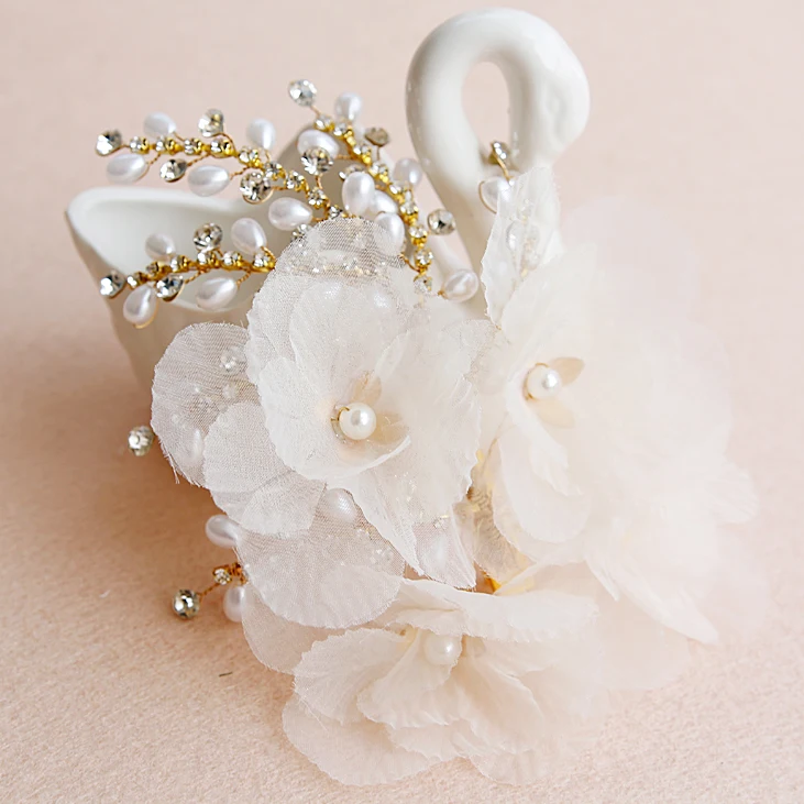 Jonnafe элегантный цветок ручной работы Свадебный головной убор гребень для волос свадебные заколки аксессуары жемчуг женские украшения для волос