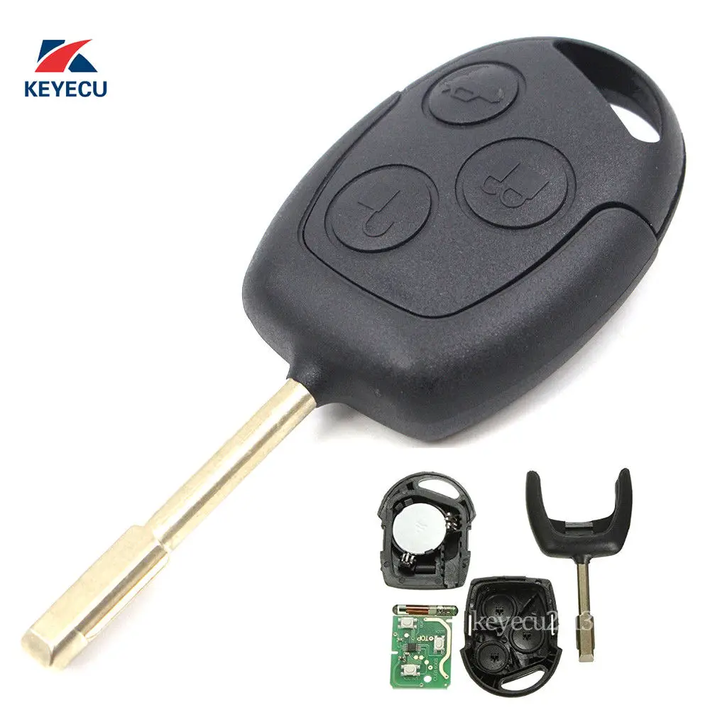 KEYECU Автомобильный Дистанционный ключ для Ford Fusion Focus Mondeo Fiesta Galaxy FO21 Blade 3 кнопки 433