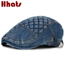 Который в душе клетчатый джинсовый берет для женщин и мужчин, винтажная плоская кепка, весна-лето, козырек, пэчворк, регулируемая джинсовая кепка-Утконос