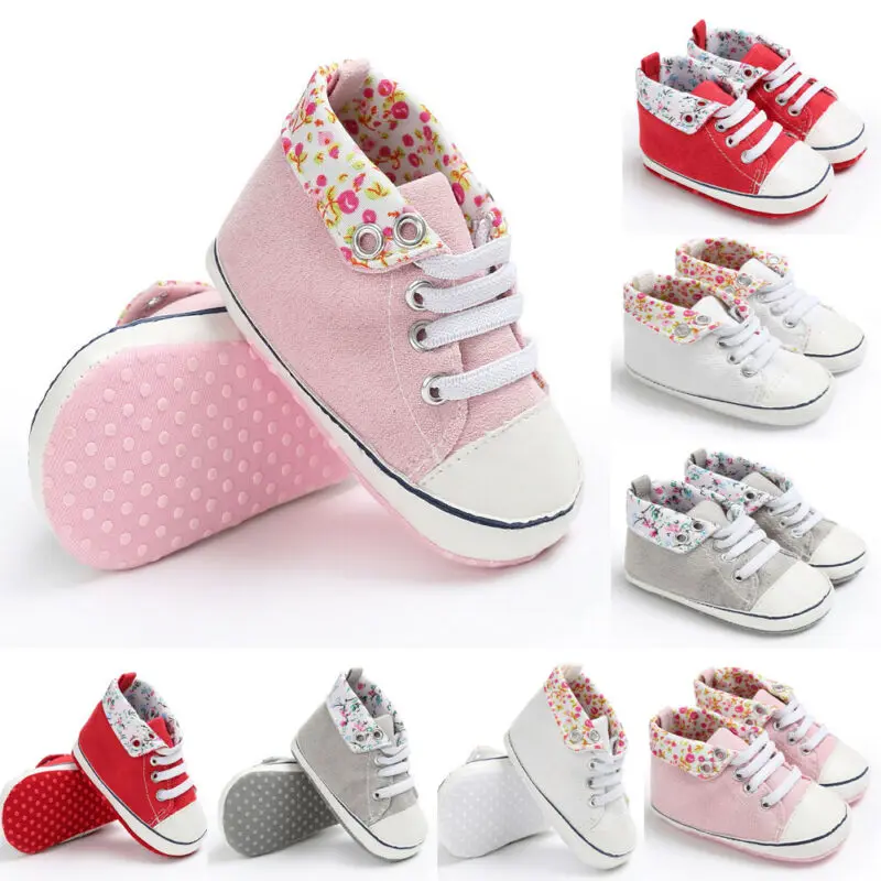

Cute Toddler Kid Canvas Sneakers Baby Boy Girl Soft Sole Crib Prewalker Shoes