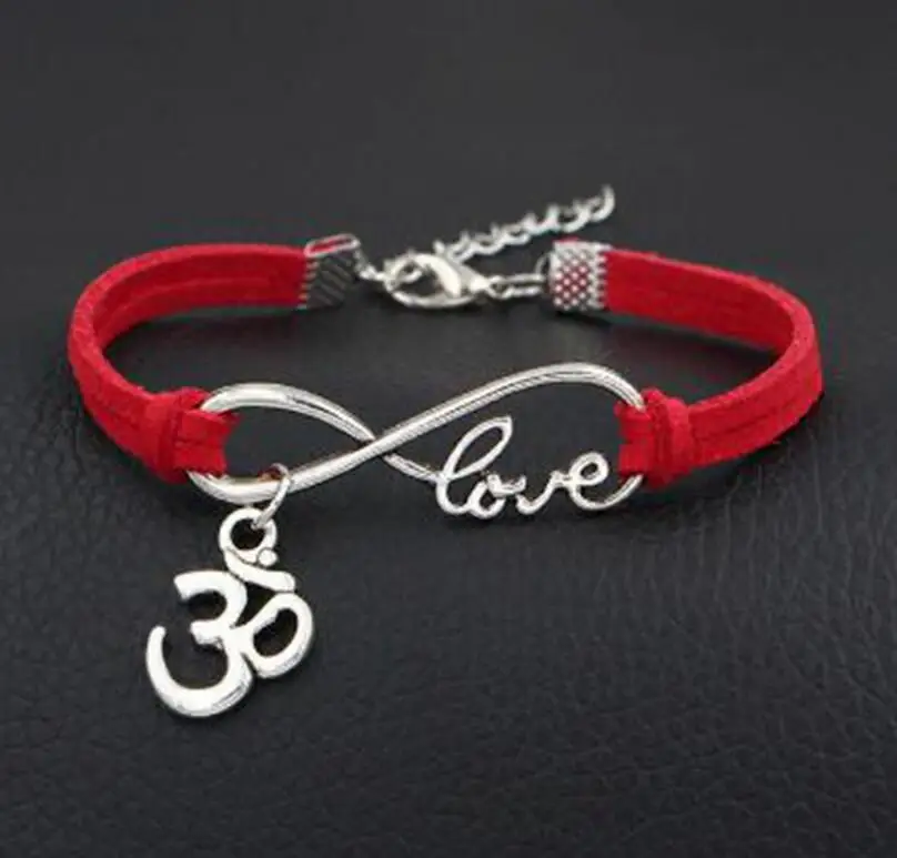 1 шт./лот браслет с подвеской Love lucky 8 Infinity Om yoga zen 3D OHM для женщин/мужчин простые