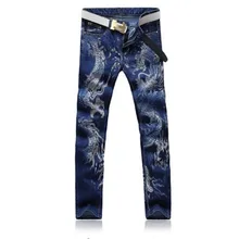 2017 männer Jeans Neuen Chinesischen Stil Persönlichkeit Mode Tier Drachen Muster Gedruckt Denim Lässige Jeans Hochwertigen Hosen 28-38