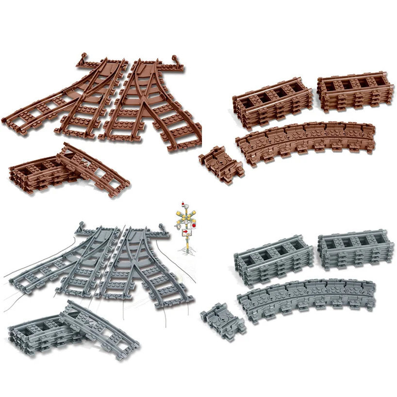 

Building Blocks Legoing City Trains Technic Flexible Track Rail Straight Curved Rails Building Blocks Set for Kids Educational