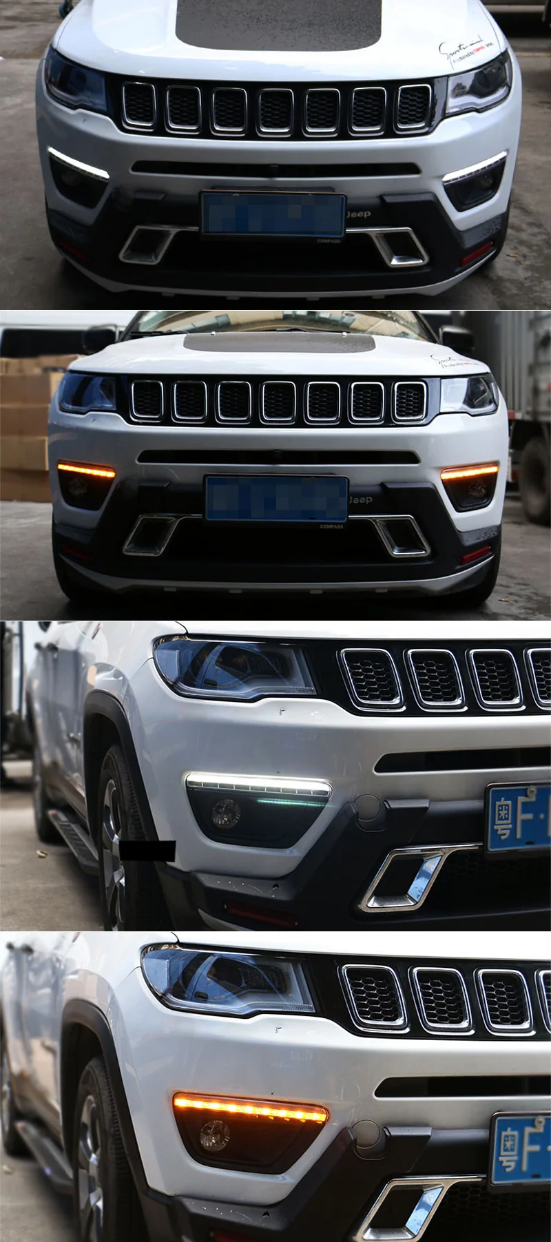 Для Jeep Compass динамический сигнал поворота Водонепроницаемый дневные ходовые огни 12В светодиодный фары дневного света Противотуманные лампы украшения