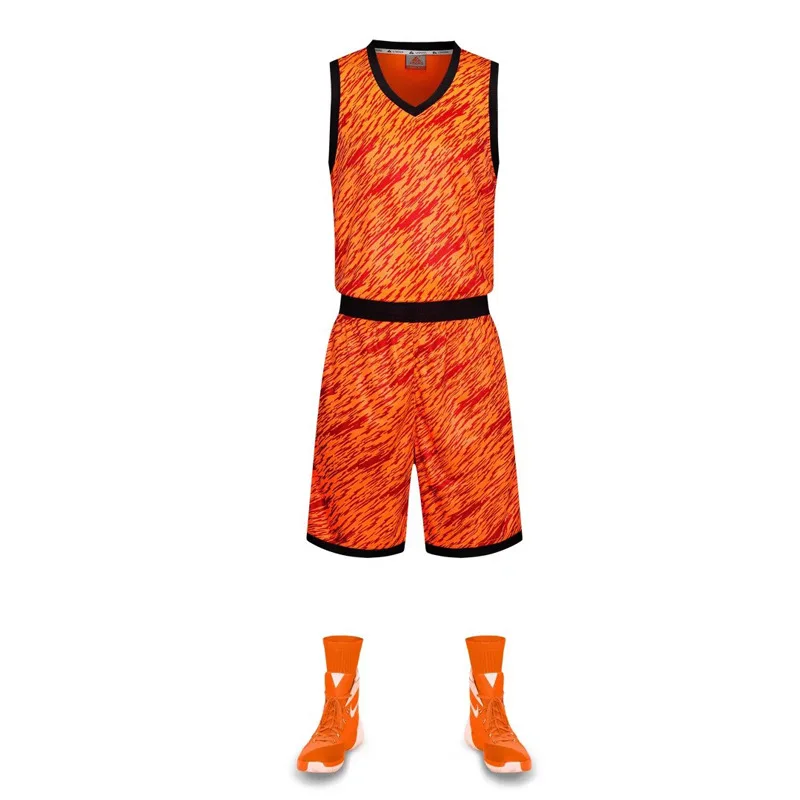 Новые бренды Мужская камуфляжная одежда Джерси Набор Спортивная рубашка баскетбольная тренировочная Джерси костюм дышащая спортивная экипировка - Цвет: Orange