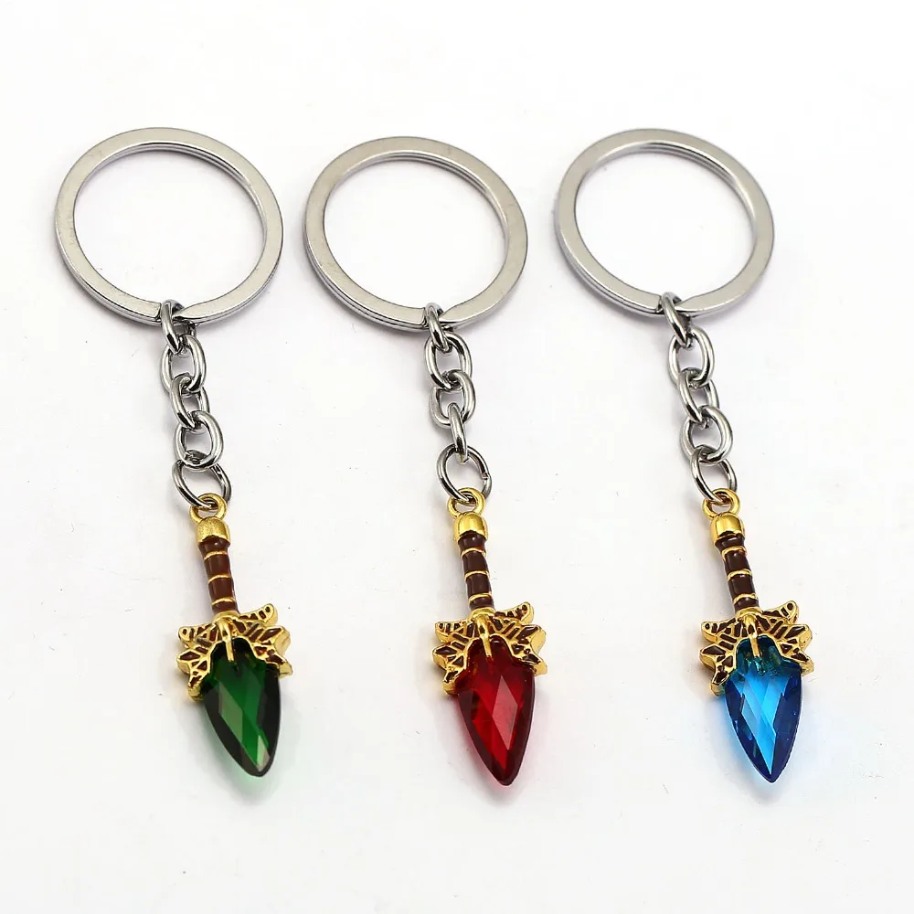 

DOTA 2 Keychain Aghanim's Scepter Key chain 3 Color Crystal Key Ring Llavero Chaveiro Pendant Keychains Men Jewelry