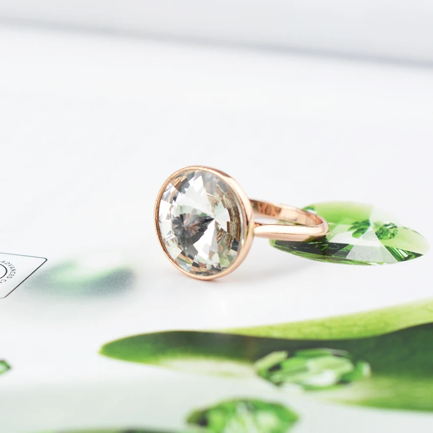 

BAFFIN Genuine Crystals From Swarovski Maxi Round Ring Rose Gold Color Simple Fashion Finger Jewelry Anniversary Joyas For Women