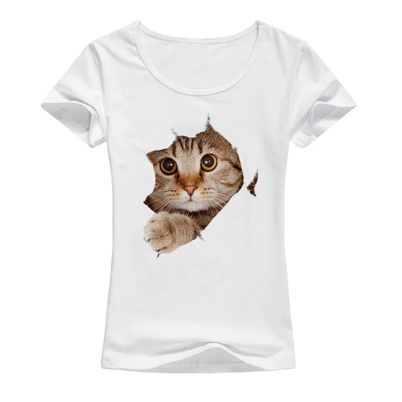 Summer kawaii Cat Printing Women T Shirt 3D T-Shirt Female Short Sleeve harajuku Fashion Cute Tops Brand Cool Tees A58 | Женская одежда