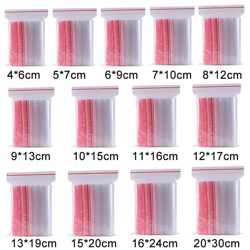 100 шт многофункциональная Удобная прозрачная Герметичная сумка 0,12 мм с молнией и замком на молнии, пластиковая толщина XH8Z AU07