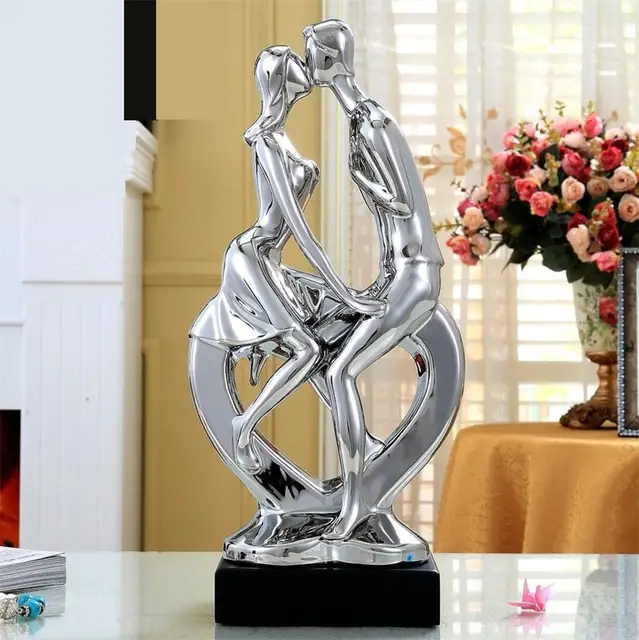 Porcelain Kissing Lovers Figurine Ceramic Making Love Statue Souvenir