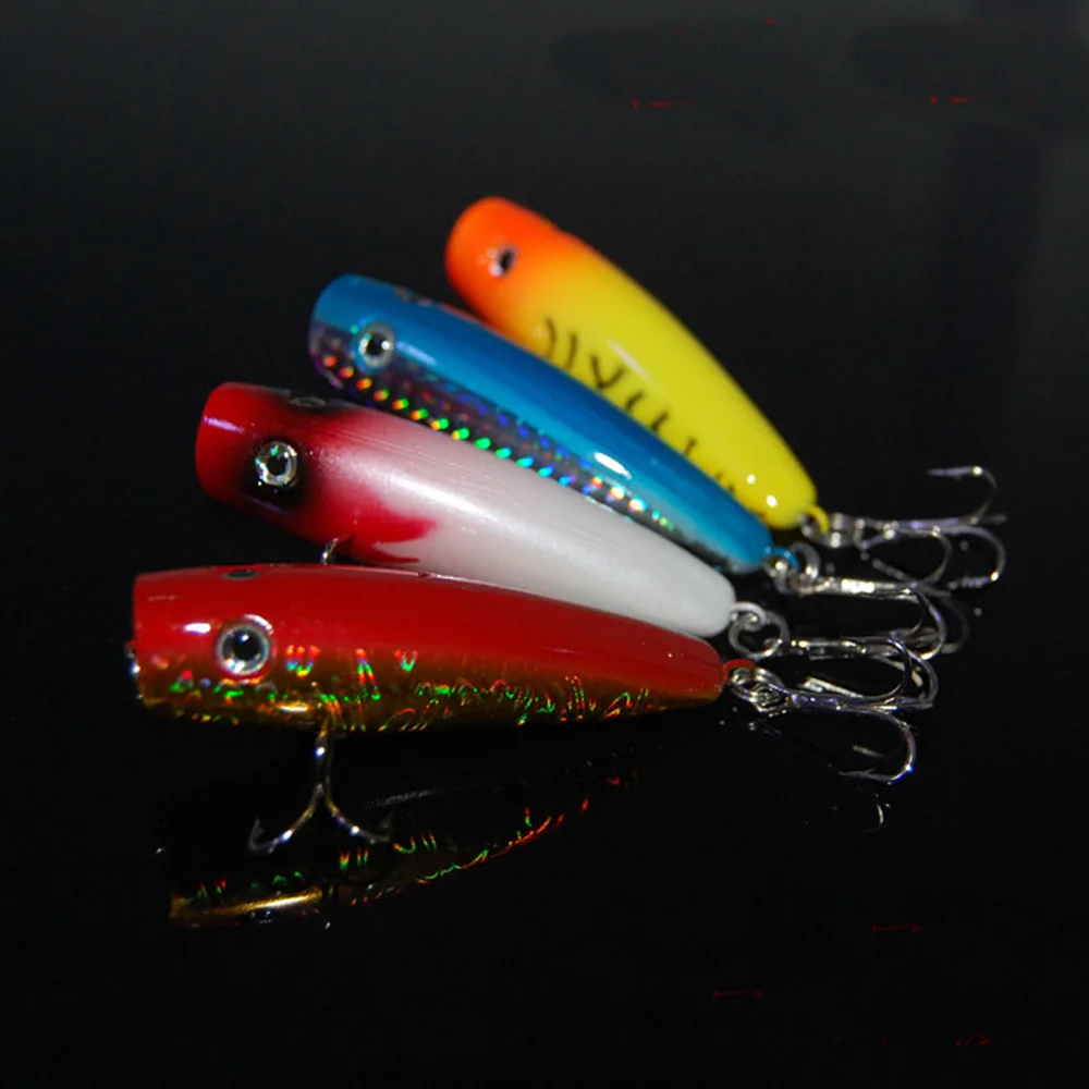 4PCS Fishing topwater Popper lure hook suspending baits 7cm/10g Free shippingin Fishing Lures