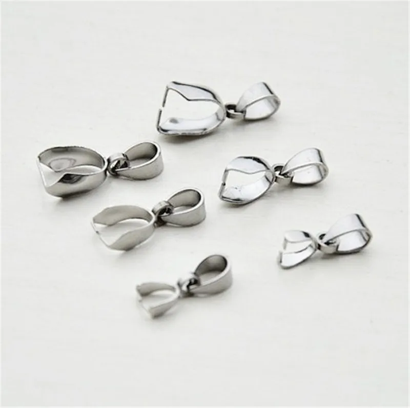 

BASEHOME 10pcs/lot 15/17/19mm Length Stainless Steel Pendant Clasps Findings Bail Connector Pendant Clasp Necklace Clasp DIY