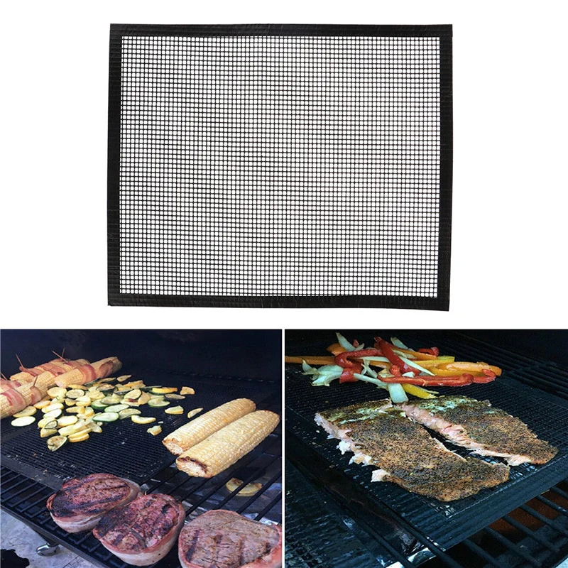1 Pcs BBQ Grill Mat Non Stick Grid Pad Reusable Baking Cooking Grilling