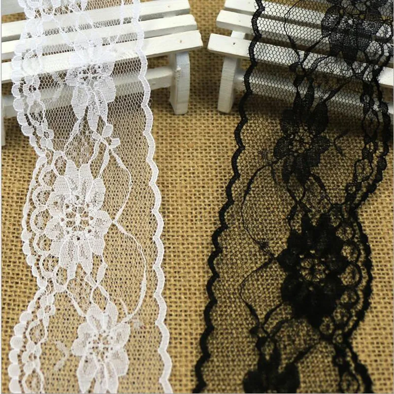 High Quality Elegant 6.5cm white Lace Fabric Trim Cheap Lace Ribbon DIY Packing Trim