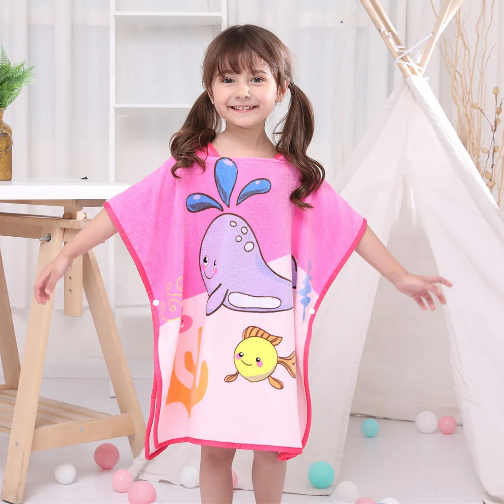 Infant baby poncho towel hooded beach towels for kid Bathrobe Pajamas Cartoon Animals baby hooded bath towel Child baby bath set