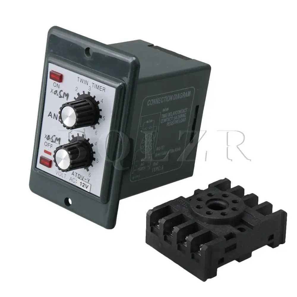 

BQLZR Delay Timer Repeat Cycle Time Relay Adjustable Time 3M/3M AC 12 Volt