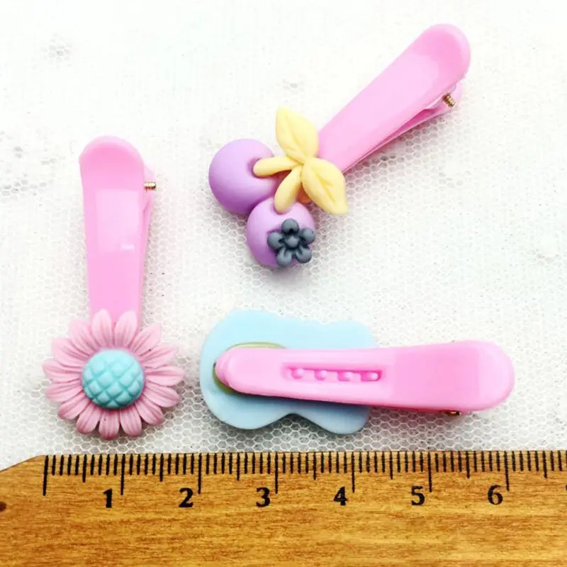 Baby Girls Polished Plastic Hair Clip Cute Cartoon Animal Floral Elastic Rubber Band Ponytail Holder Party Hairpin Barrette