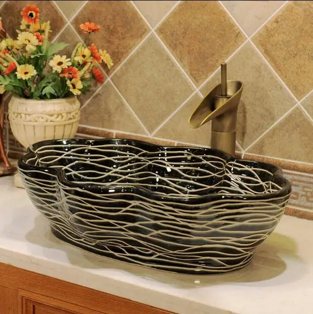 

Jingdezhen art basin simple ceramic wash basin