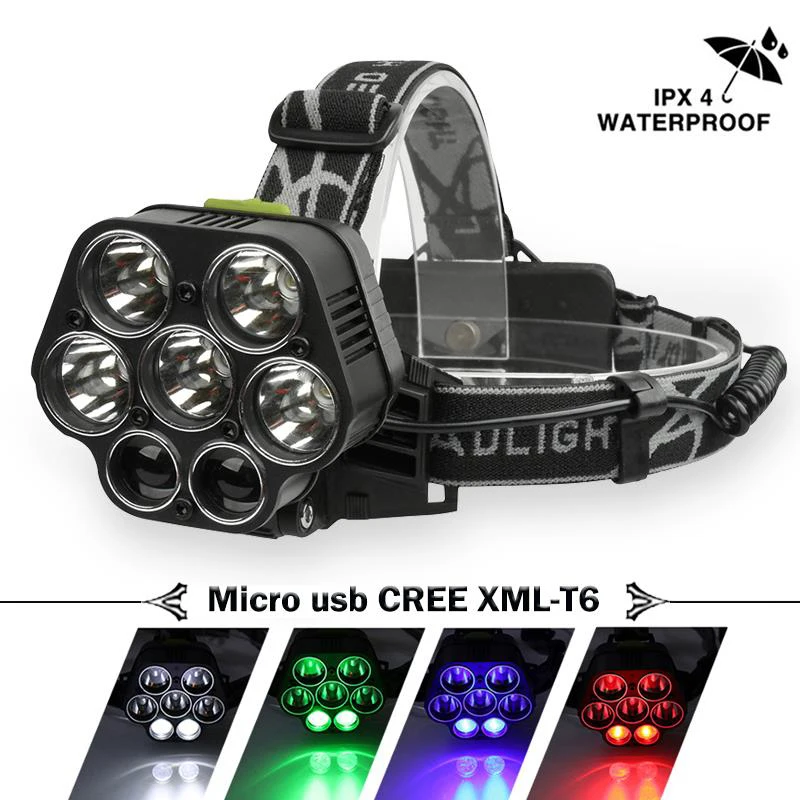buy USB powerful led Headlamp 5* XML T6 2* XPE head lamp Rechargeable 18650 head torch Waterproof headlight Flashlight Fishing light