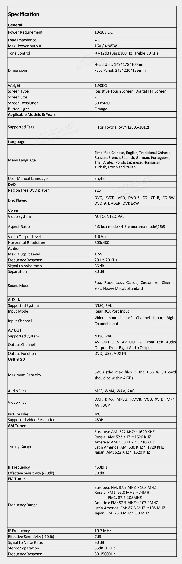 Perfect XTRONS 7" HD Touch Screen 2 din Car stereo Radio DVD Player SWC USB SD GPS For Toyota RAV4 2006 2007 2008 2009 2010 2011 2012 16