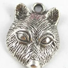 180 шт Тибетский серебристый цвет брелок-Чарм в форме головы волка A15297