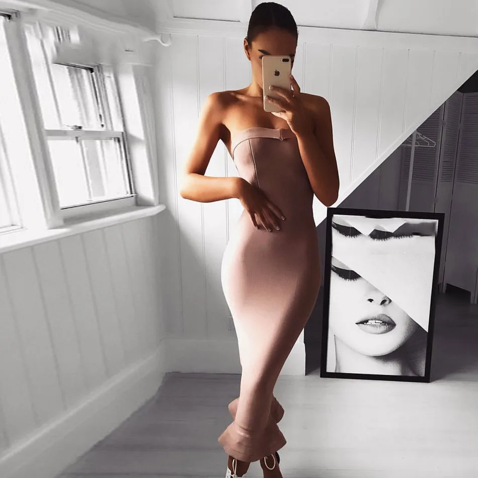 Seamyla Бандажное платье для женщин Bodycon Vestidos 2020 летнее цельное без бретелек