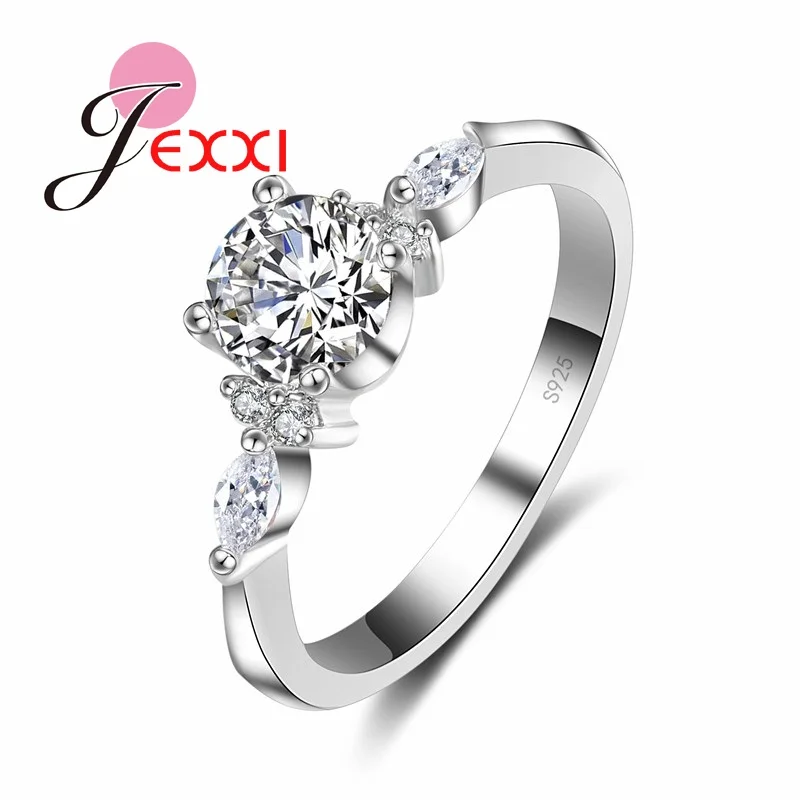 

JEXXI Women Proposal Rings For 925 Sterling Silver Fashion Anillos Bijoux Cubic Zircon Crystal Wedding Engagement Rings Jewelry
