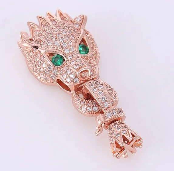 Fine Jewelry Connection & Clasps Leopard Head With Black CZ Beads Paved